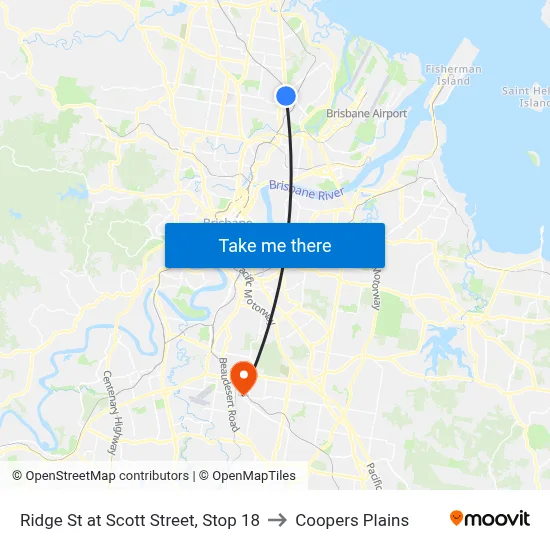 Ridge St at Scott Street, Stop 18 to Coopers Plains map