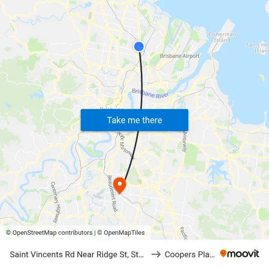 Saint Vincents Rd Near Ridge St, Stop 19 to Coopers Plains map