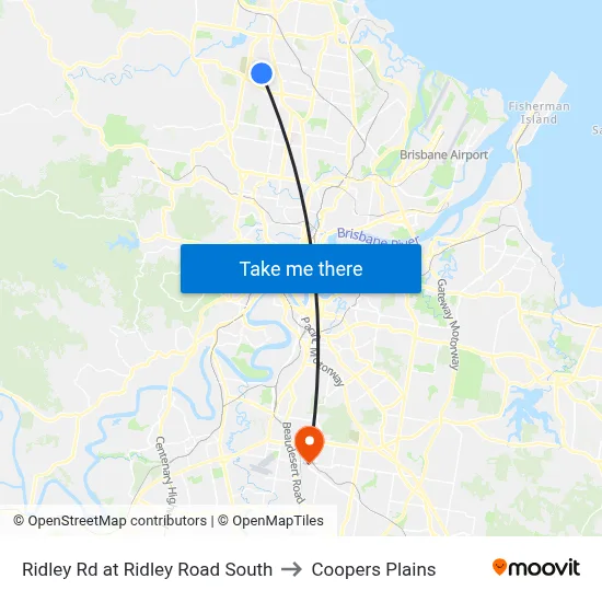 Ridley Rd at Ridley Road South to Coopers Plains map