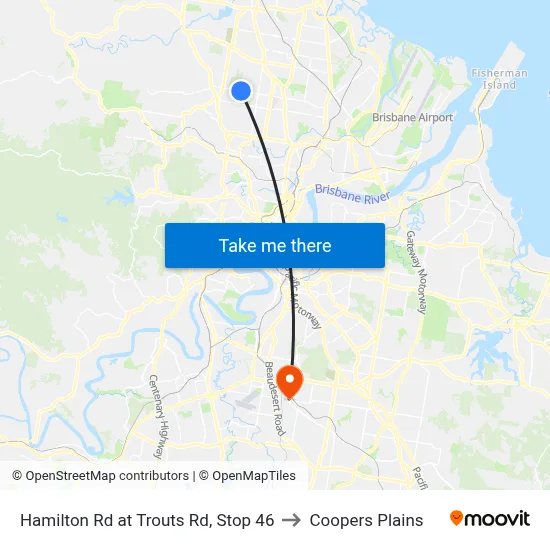 Hamilton Rd at Trouts Rd, Stop 46 to Coopers Plains map