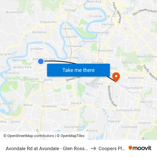 Avondale Rd at Avondale - Glen Ross, Stop 61 to Coopers Plains map