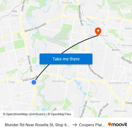 Blunder Rd Near Rosella St, Stop 60a to Coopers Plains map