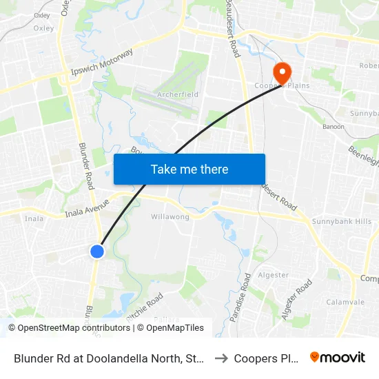 Blunder Rd at Doolandella North, Stop 61a to Coopers Plains map