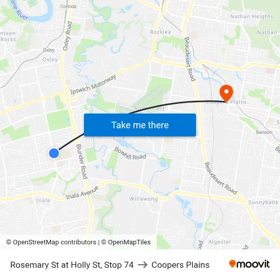 Rosemary St at Holly St, Stop 74 to Coopers Plains map