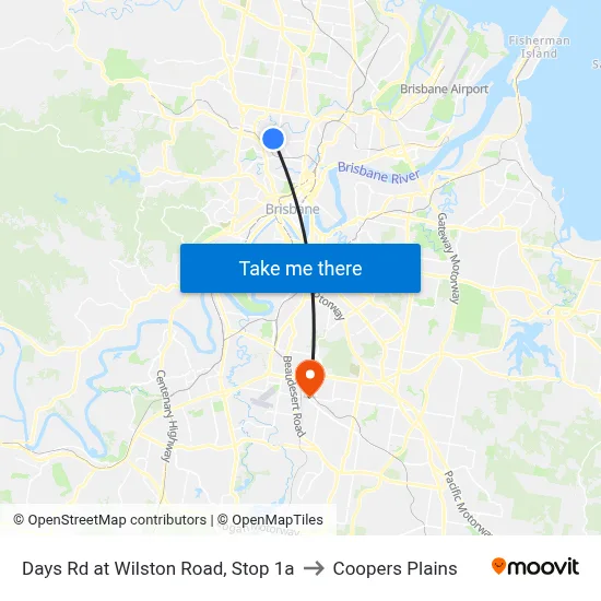 Days Rd at Wilston Road, Stop 1a to Coopers Plains map