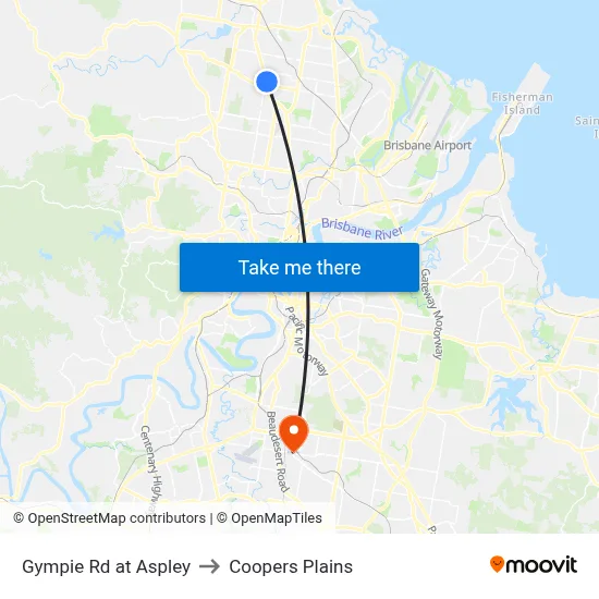 Gympie Rd at Aspley to Coopers Plains map