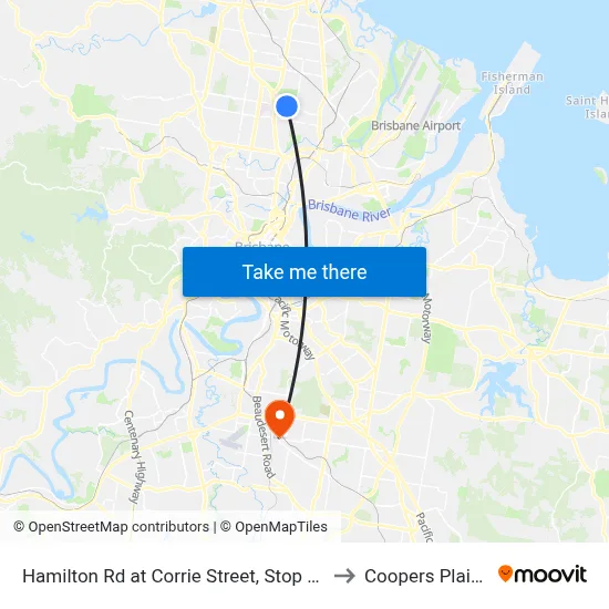 Hamilton Rd at Corrie Street, Stop 51 to Coopers Plains map