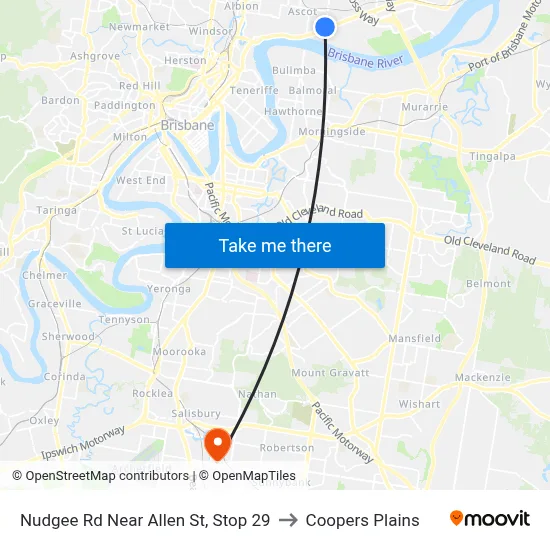 Nudgee Rd Near Allen St, Stop 29 to Coopers Plains map