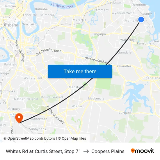 Whites Rd at Curtis Street, Stop 71 to Coopers Plains map