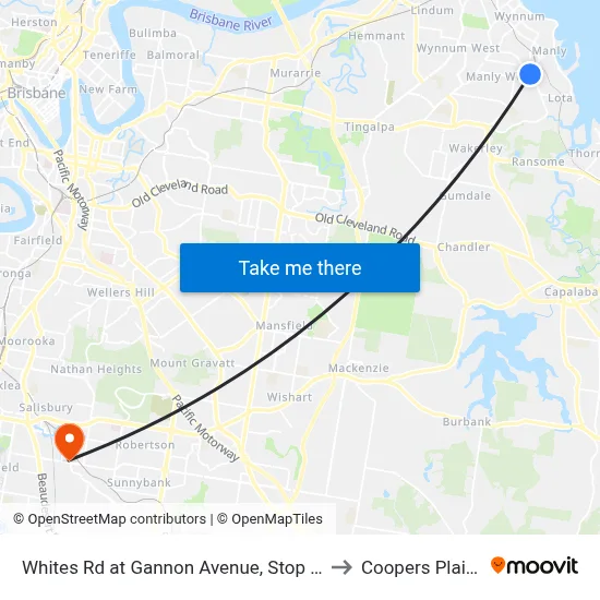 Whites Rd at Gannon Avenue, Stop 72 to Coopers Plains map