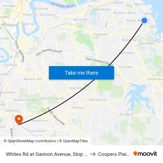 Whites Rd at Gannon Avenue, Stop 72 to Coopers Plains map