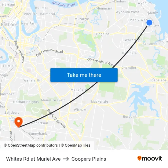 Whites Rd at Muriel Ave to Coopers Plains map