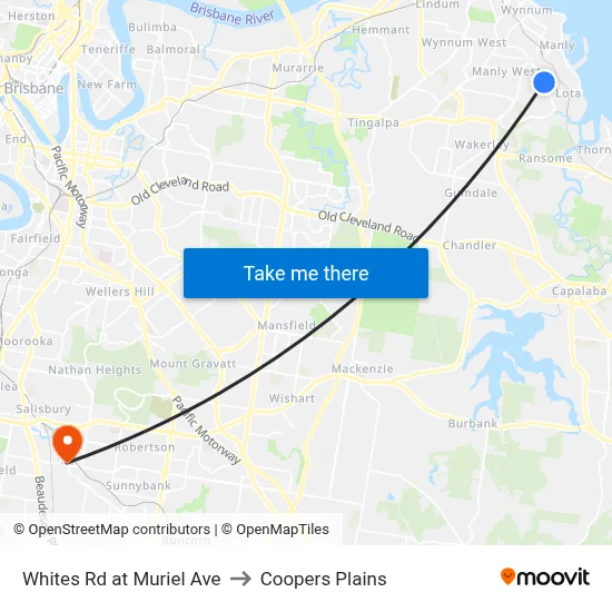 Whites Rd at Muriel Ave to Coopers Plains map
