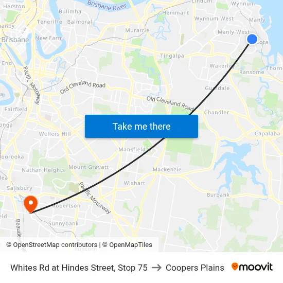 Whites Rd at Hindes Street, Stop 75 to Coopers Plains map