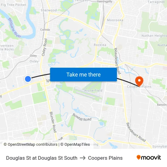 Douglas St at Douglas St South to Coopers Plains map