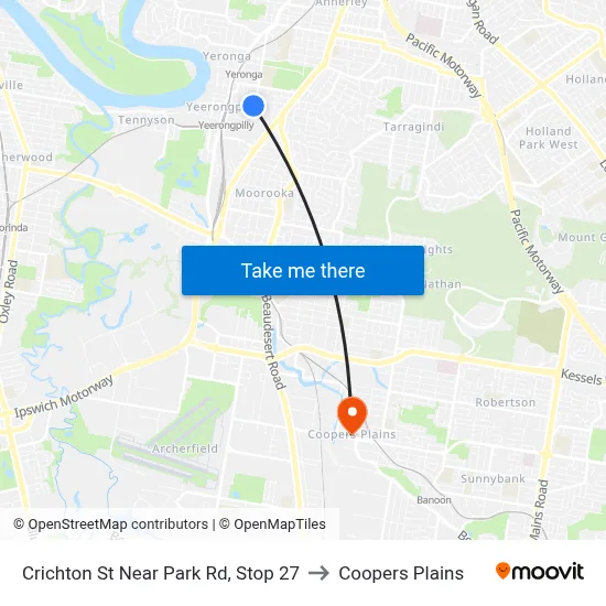 Crichton St Near Park Rd, Stop 27 to Coopers Plains map