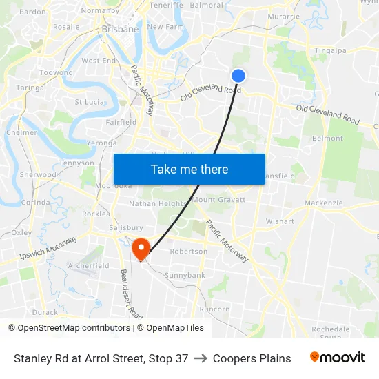 Stanley Rd at Arrol Street, Stop 37 to Coopers Plains map