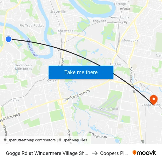 Goggs Rd at Windermere Village Shopping to Coopers Plains map