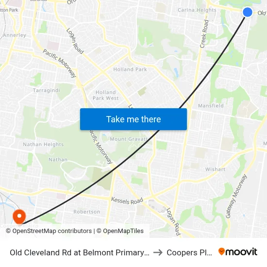 Old Cleveland Rd at Belmont Primary School to Coopers Plains map