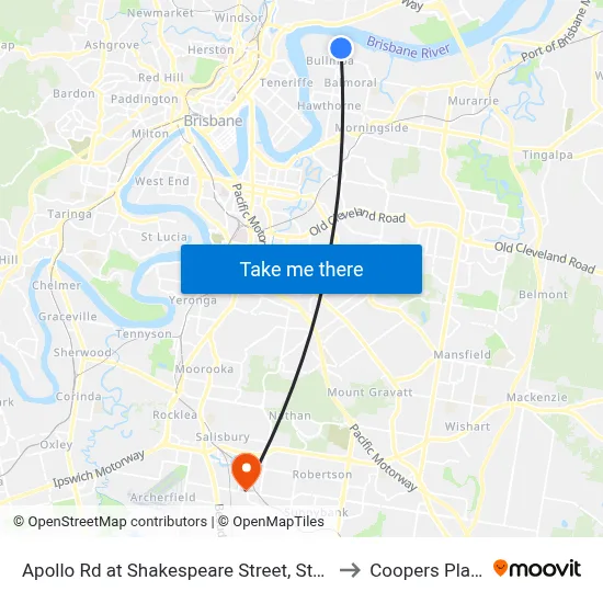Apollo Rd at Shakespeare Street, Stop 39 to Coopers Plains map