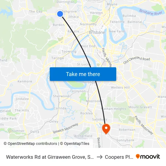 Waterworks Rd at Girraween Grove, Stop 21/22 to Coopers Plains map