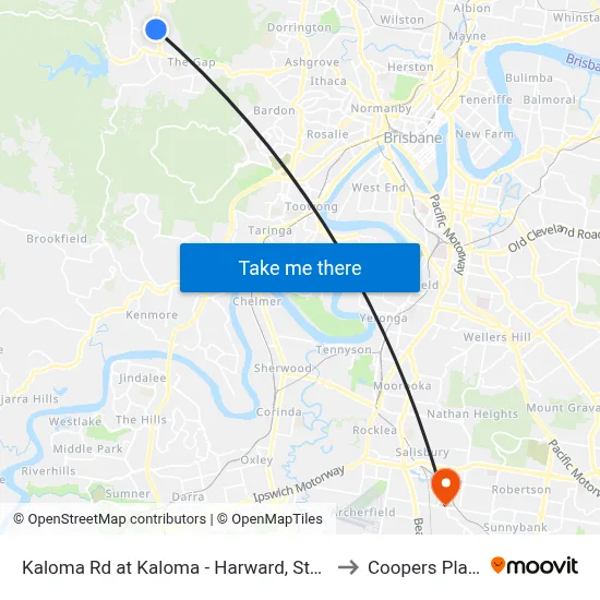Kaloma Rd at Kaloma - Harward, Stop 38 to Coopers Plains map
