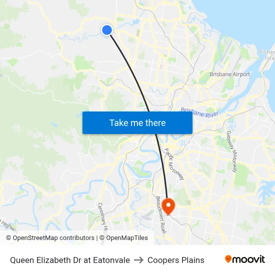 Queen Elizabeth Dr at Eatonvale to Coopers Plains map