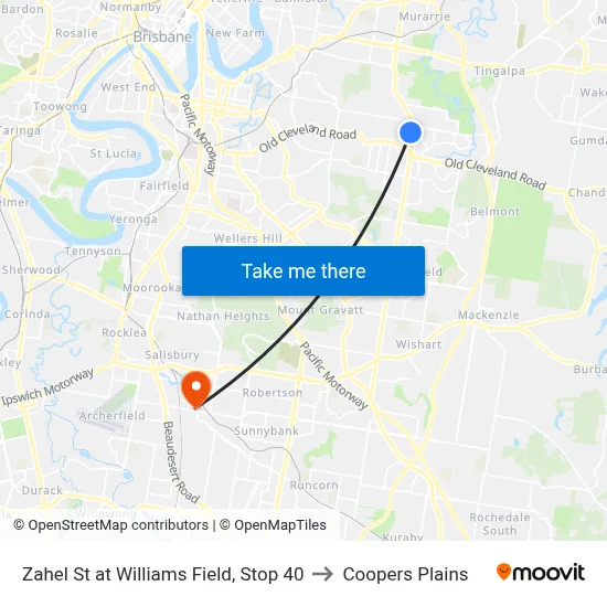 Zahel St at Williams Field, Stop 40 to Coopers Plains map
