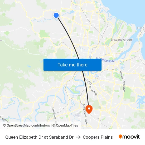 Queen Elizabeth Dr at Saraband Dr to Coopers Plains map