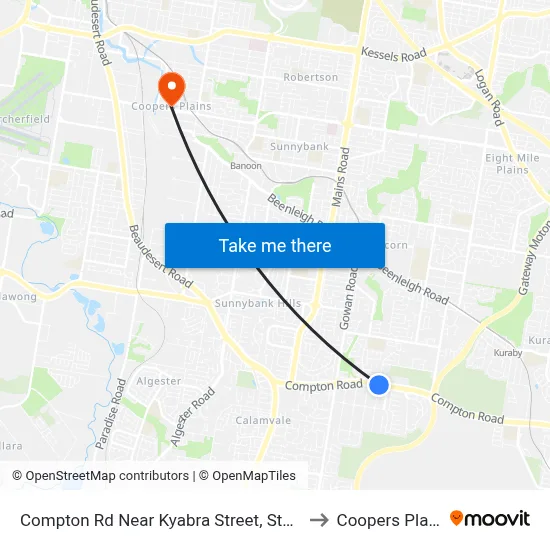 Compton Rd Near Kyabra Street, Stop 86 to Coopers Plains map