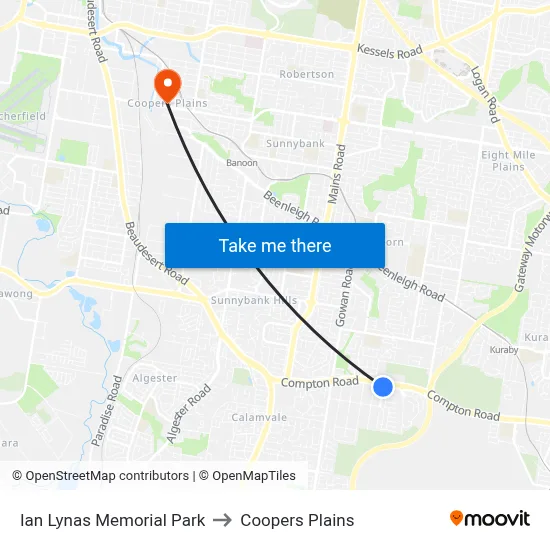 Ian Lynas Memorial Park to Coopers Plains map