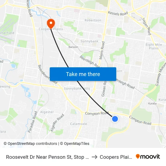 Roosevelt Dr Near Penson St, Stop 88 to Coopers Plains map