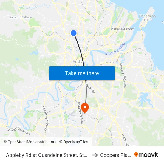 Appleby Rd at Quandeine Street, Stop 34 to Coopers Plains map