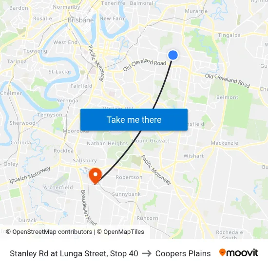 Stanley Rd at Lunga Street, Stop 40 to Coopers Plains map