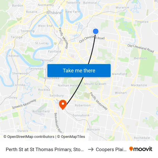 Perth St at St Thomas Primary, Stop 31 to Coopers Plains map