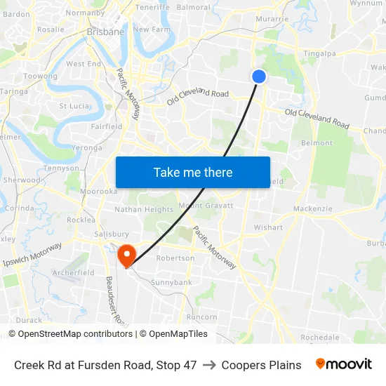 Creek Rd at Fursden Road, Stop 47 to Coopers Plains map