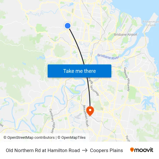Old Northern Rd at Hamilton Road to Coopers Plains map