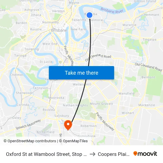 Oxford St at Wambool Street, Stop 31 to Coopers Plains map
