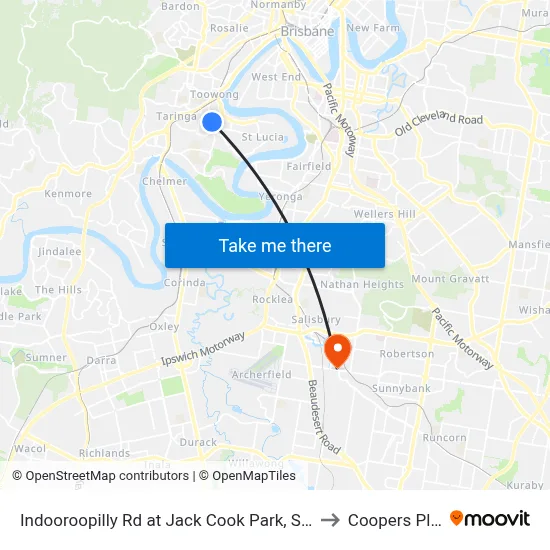 Indooroopilly Rd at Jack Cook Park, Stop 18/19 to Coopers Plains map