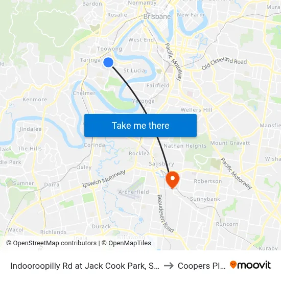 Indooroopilly Rd at Jack Cook Park, Stop 18/19 to Coopers Plains map