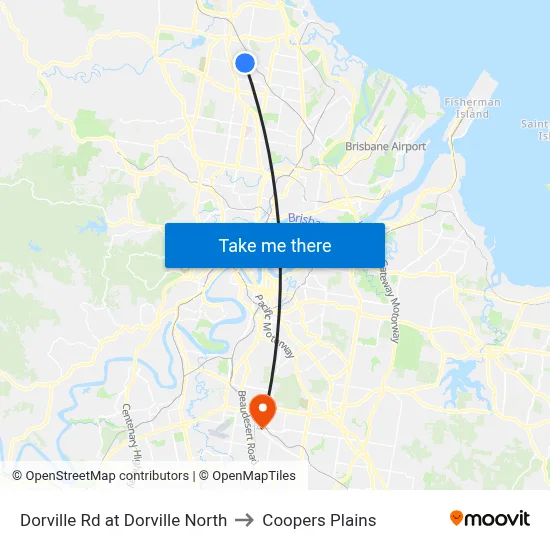 Dorville Rd at Dorville North to Coopers Plains map