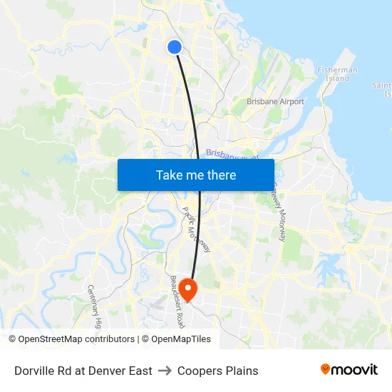 Dorville Rd at Denver East to Coopers Plains map