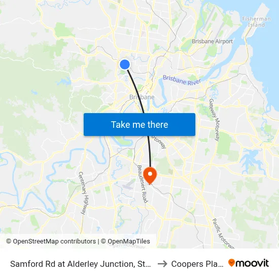 Samford Rd at Alderley Junction, Stop 26 to Coopers Plains map