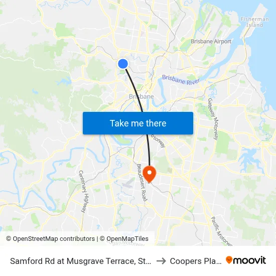Samford Rd at Musgrave Terrace, Stop 27 to Coopers Plains map