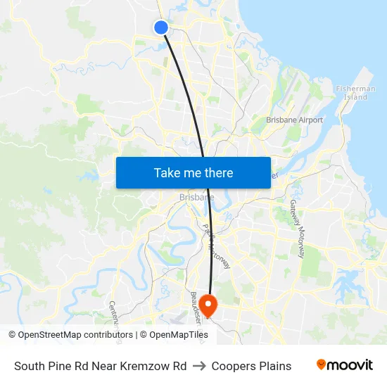 South Pine Rd Near Kremzow Rd to Coopers Plains map
