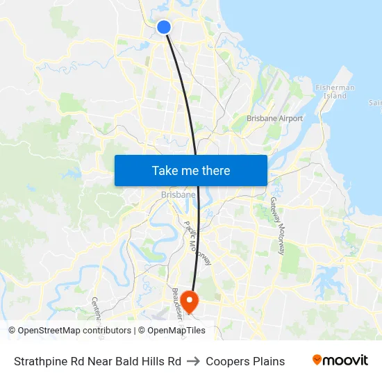 Strathpine Rd Near Bald Hills Rd to Coopers Plains map