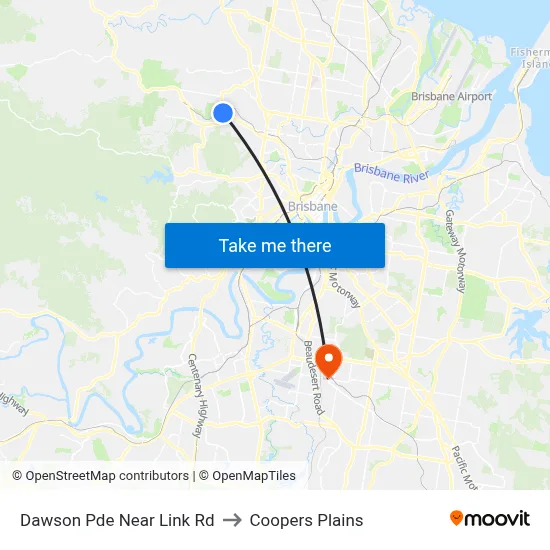 Dawson Pde Near Link Rd to Coopers Plains map
