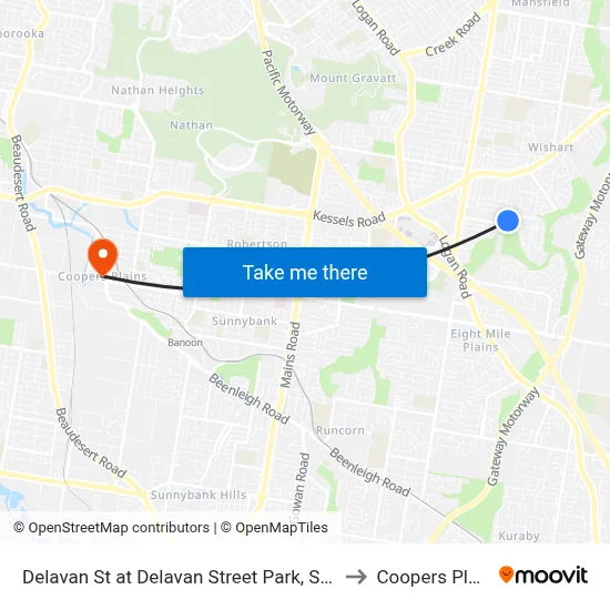 Delavan St at Delavan Street Park, Stop 85 to Coopers Plains map