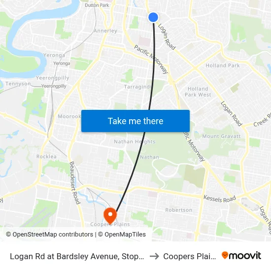 Logan Rd at Bardsley Avenue, Stop 20 to Coopers Plains map