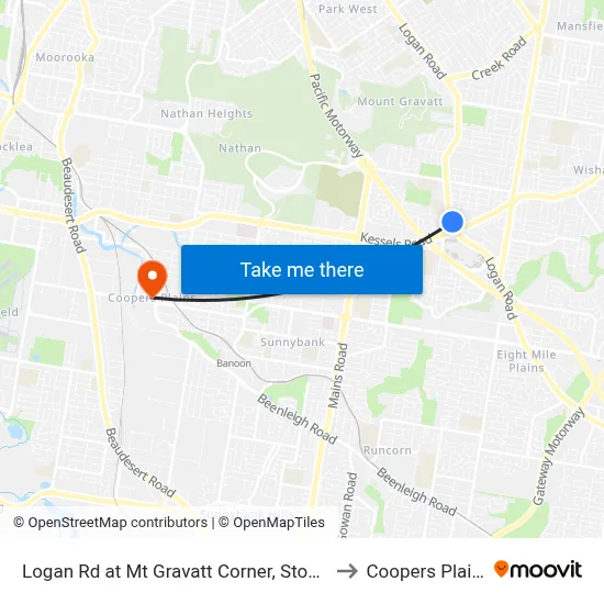 Logan Rd at Mt Gravatt Corner, Stop 44 to Coopers Plains map